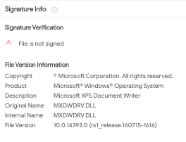 mxdwdrv.dll: not by verified signature - VirusTotal trusted tag by hash
