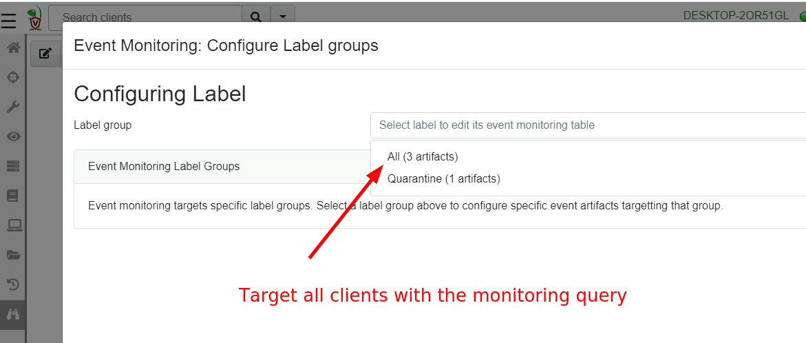 Targeting all clients for monitoring