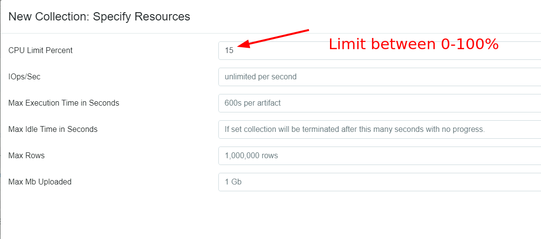 Selecting resource controls for collections