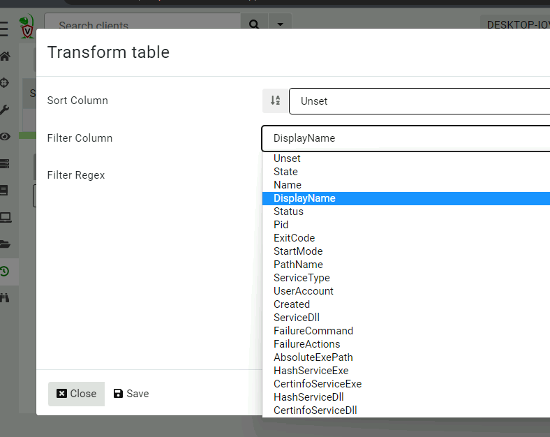 Setting simple table transformations