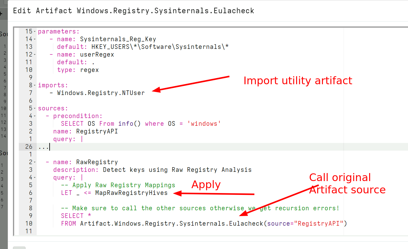 Remapping the raw registry hive to a regular registry artifact