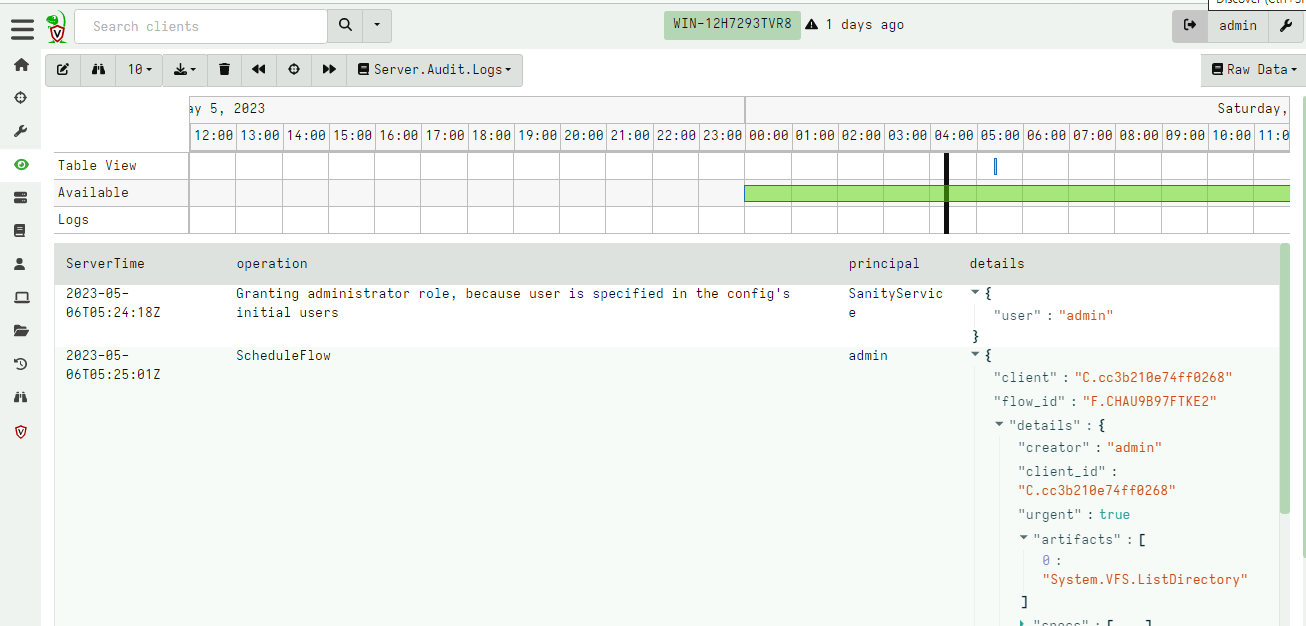 Inspecting user activity through the audit log