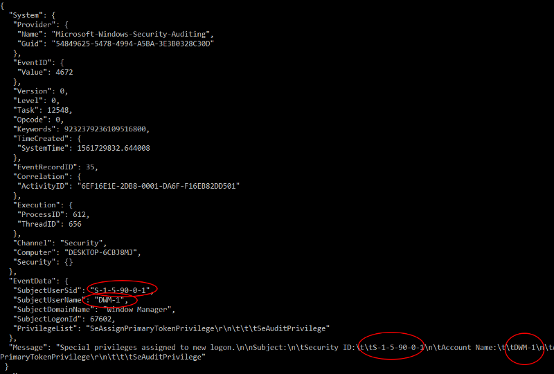 Parsing the EVTX file with the assistance of the event id database. The message interpolates the Event Data into it.