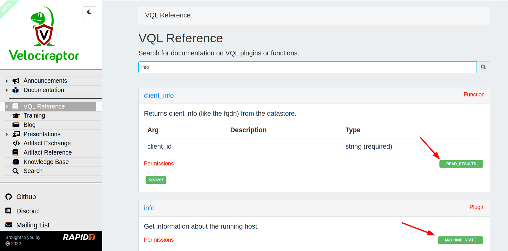 Inspecting VQL plugin permissions
