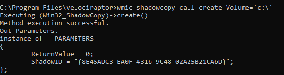 Creating shadow copy