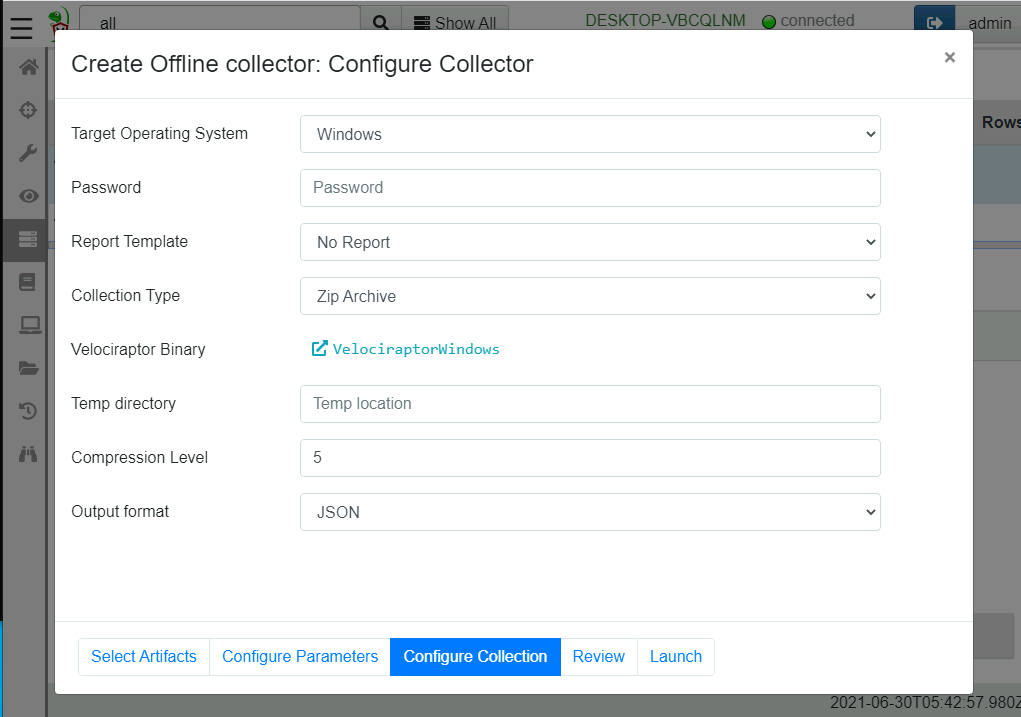 Offline Collector configuration