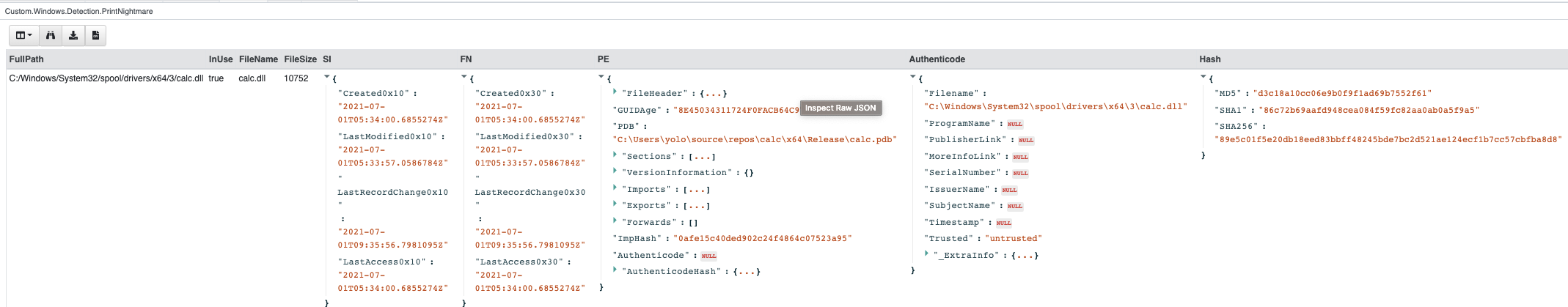 Sample output