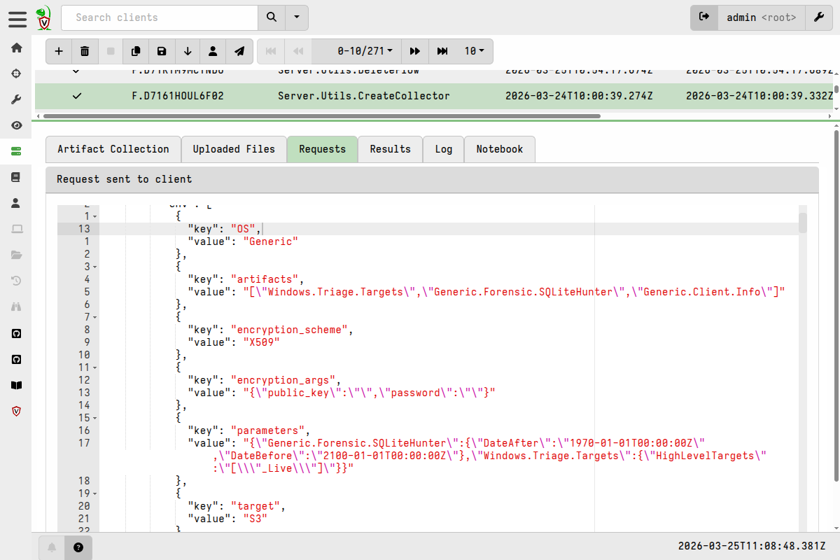The Server.Utils.CreateCollector Requests tab