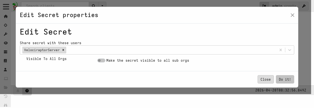 VelociraptorServer given access to SMTP secret